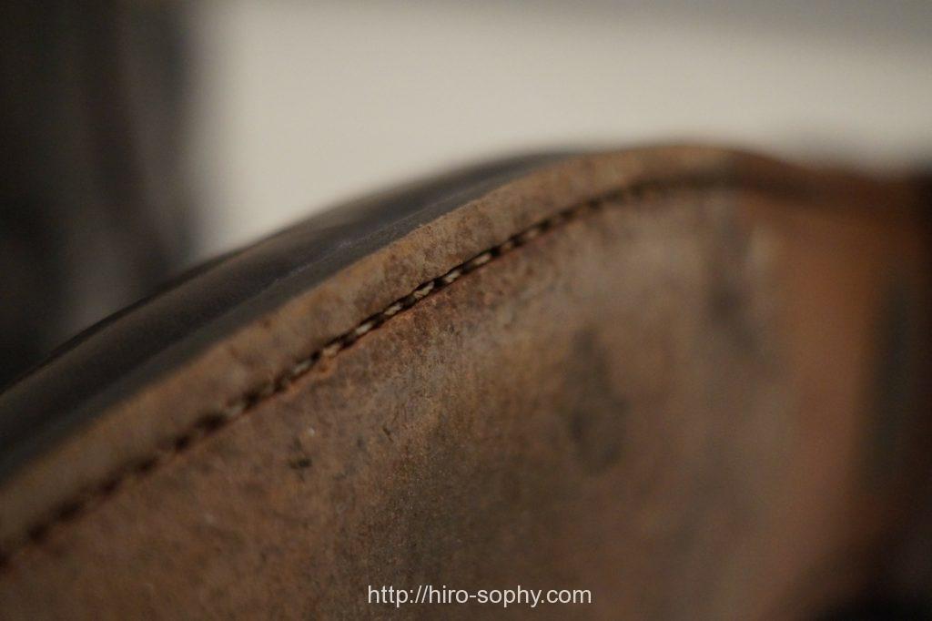革靴のアウトソールのステッチ